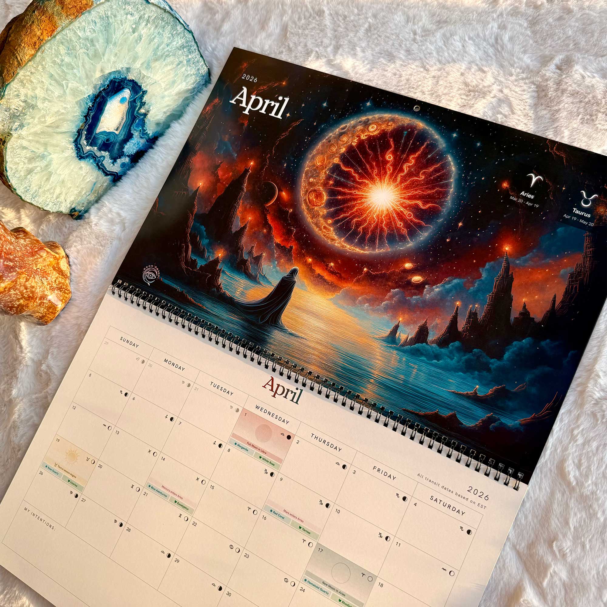 2026 TYPE-MOONカレンダー Magical Lunar Calendar 2026 | Moon Phases Poster | 300 DPI | Size